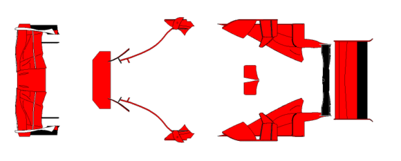 side view of the wings of the Ferrari F2007